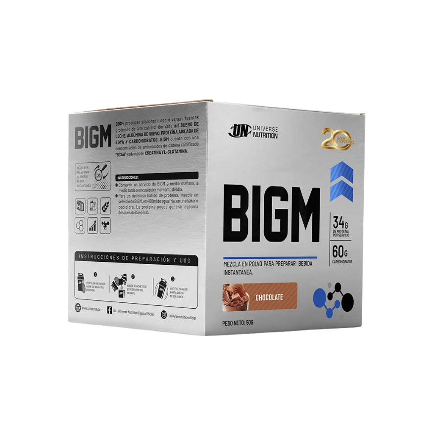 BigM Universe Nutrition - Caja de 10 Unidades / Sabor Chocolate (50 g c/u)